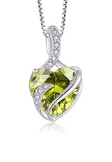 tiny silver heart infinity peridot birthstone baby necklace